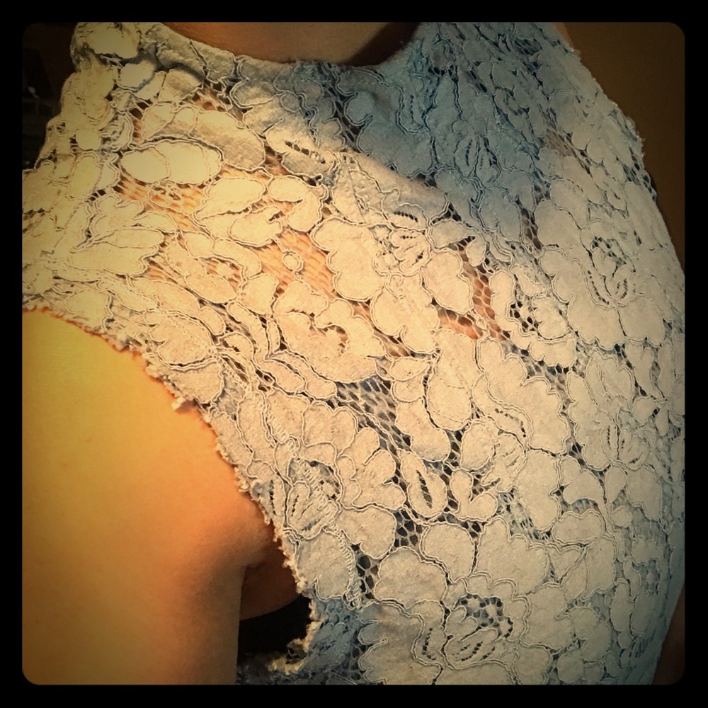 Anthropologie Blue lace Long tunic Top